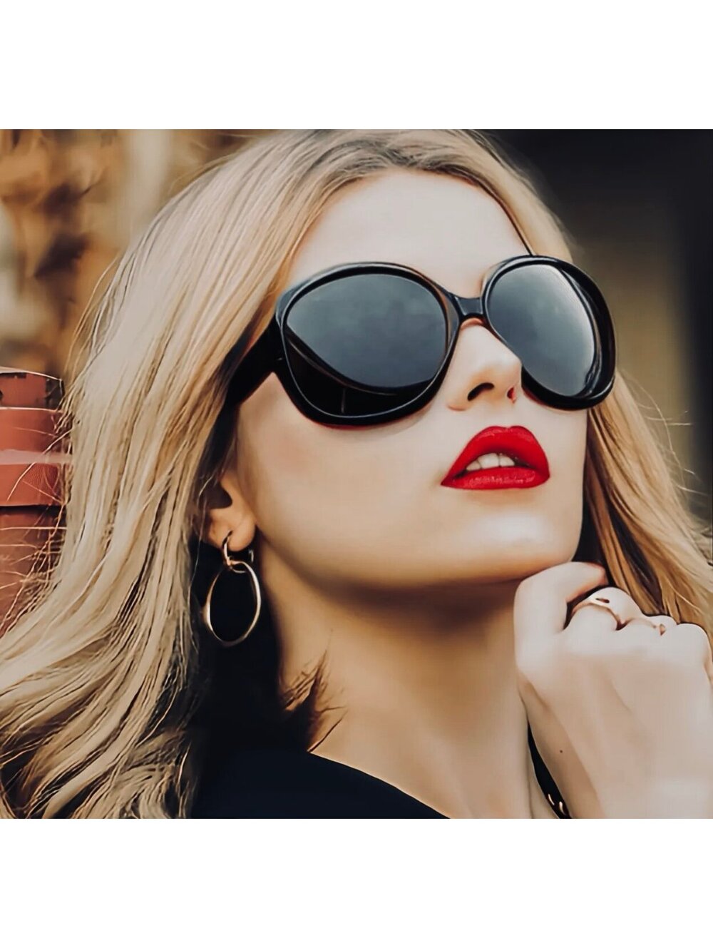 New - Trendy - Polarized Oversized Fashion Glasses - Black /Purple